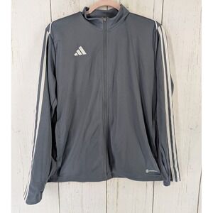 Adidas Size XL Womens Gray White Logo Long Sleeve Zip Up‎ Track Jacket